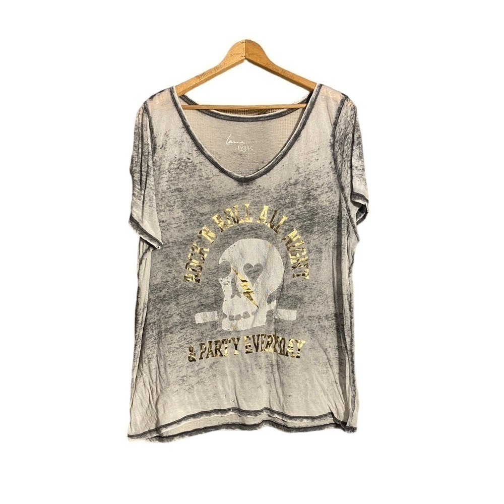 Lane Bryant by Lyric Gray Burnout T-Shirt Rock and Roll All Night